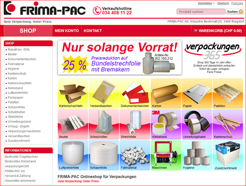 Frima-Pac: Verpackungsmaterial praktisch und einfach online bestellen